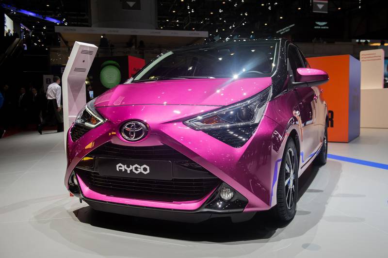 The new Toyota Aygo on display at Geneva. Getty