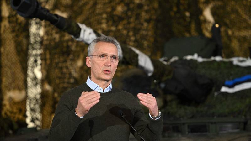 Jens Stoltenberg speaks during a joint press conference the Tapa Army Base in Estonia. AFP