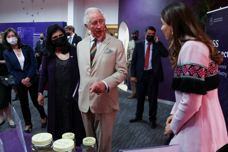 Prince Charles visits the Royal Scientific Society in Amman, Jordan. Reuters