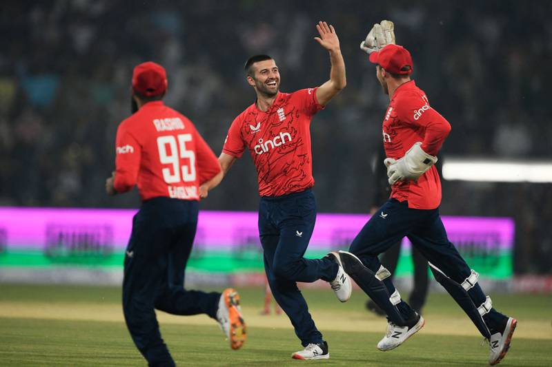 England's Mark Wood took the wicket of Babar Azam. AFP
