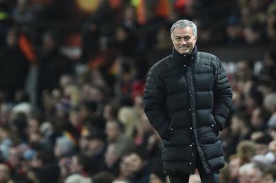 Jose Mourinho is happy, despite Manchester United being sixth in the table, with his early months in charge at Old Trafford. Oli Scarff / AFP 
