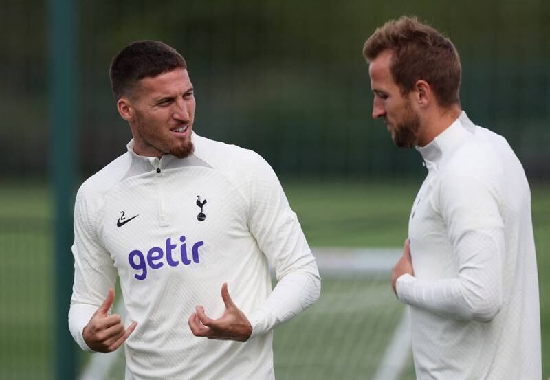 Matt Doherty and Harry Kane during training. Action Images