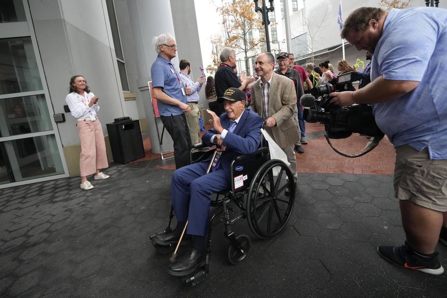 Second World War veteran Joseph Eskenazi at the National World War II Museum, New Orleans. AP