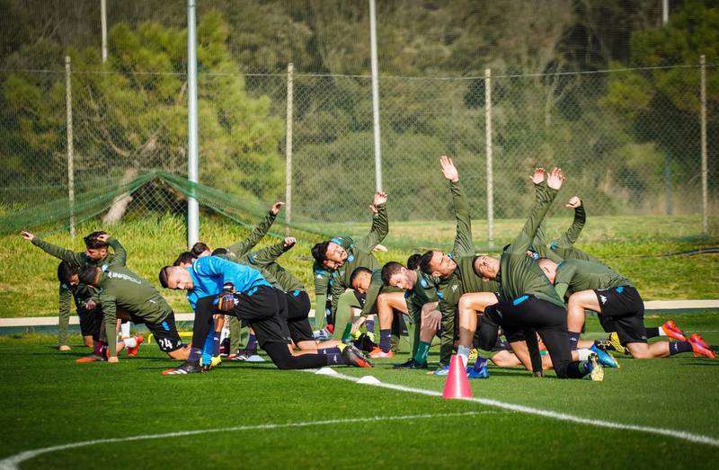 Napoli players training at Castel Volturno in Caserta. EPA