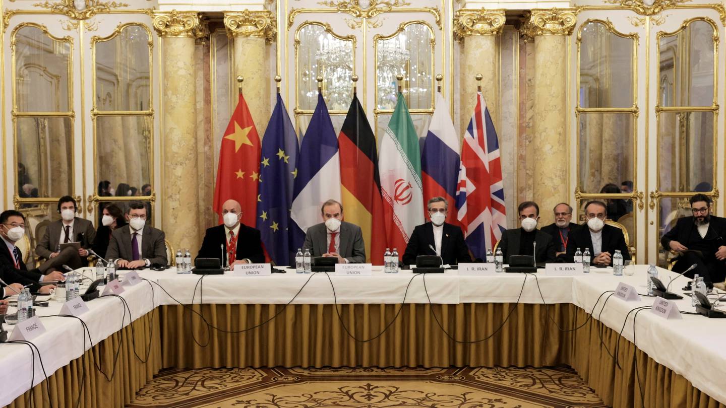 Deputy Secretary General of the European External Action Service (EEAS) Enrique Mora and Iran's chief nuclear negotiator Ali Bagheri Kani and delegations wait for the start of a meeting of the JCPOA Joint Commission in Vienna, Austria December 17, 2021.