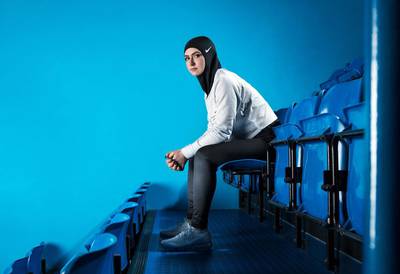 Nike, figure skater Zahra Lari model wears Nike's new hijab for Muslim female athletes. The pull-on hijab is made of light, stretchy fabric that includes tiny holes for breathability and an elongated back so it will not come untucked. It will come in three colors: black, vast grey and obsidian. Beaverton-based Nike says the hijab will be available for sale next year. Nike via AP