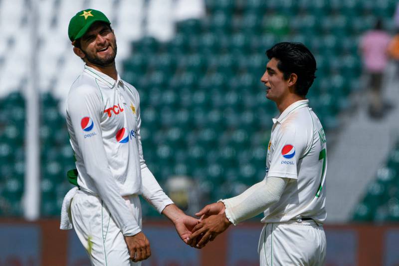 Naseem Shah, right, has only played Tests so far and has been added to Pakistan's limited overs side with Shaheen Afridi. AFP