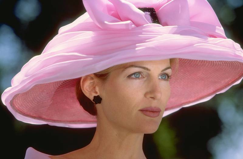 A women wears a pink hat in 1995. Photo: Allsport