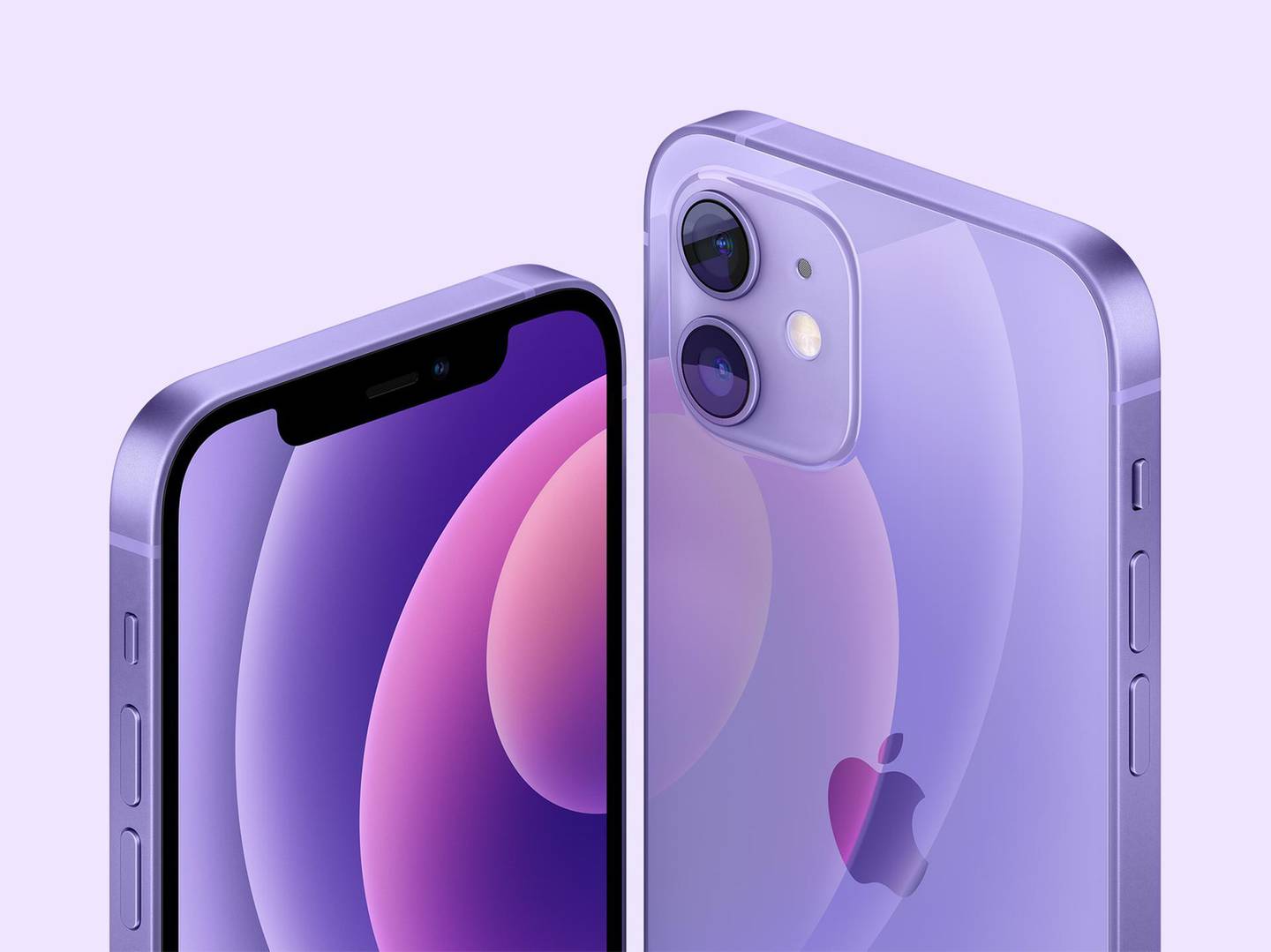 The purple finish on iPhone 12 and iPhone 12 mini. Courtesy Apple