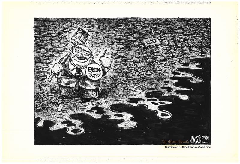 A 1989 cartoon following the 'Exxon Valdez' oil spill in Alaska.