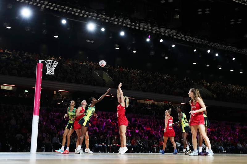 The Netball Nations Cup match between Vitality Roses and Jamaica Sunshine Girls at the Copper Box Arena in London on Saturday, January 25. Getty