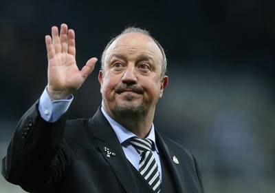 epa07547684 Newcastle United Rafa Benitez greets supporters after losing the English Premier League soccer match between Newcastle United and Liverpool FC at St James' Park in Newcastle, Britain, 04 May 2019.  EPA/NIGEL RODDIS EDITORIAL USE ONLY. No use with unauthorized audio, video, data, fixture lists, club/league logos or 'live' services. Online in-match use limited to 120 images, no video emulation. No use in betting, games or single club/league/player publications