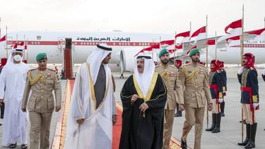 An image that illustrates this article Sheikh Mohamed bin Zayed visits Bahrain for talks with King Hamad