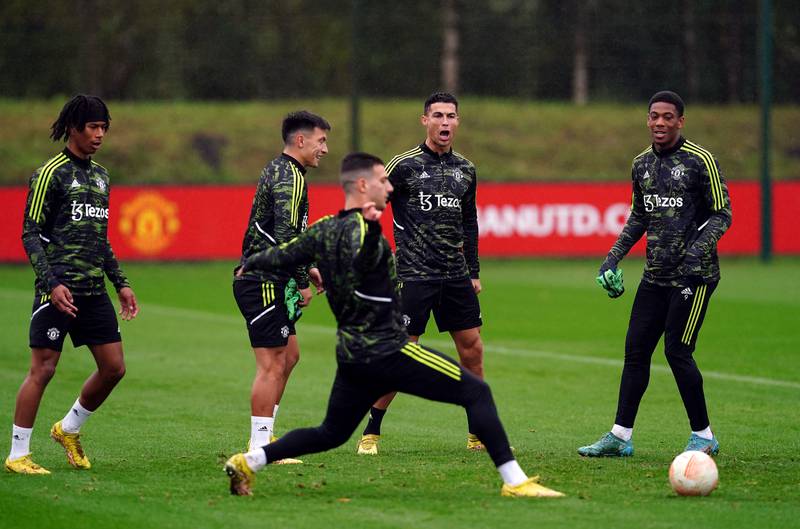 Manchester United train for their Champions League clash with Omonia. PA