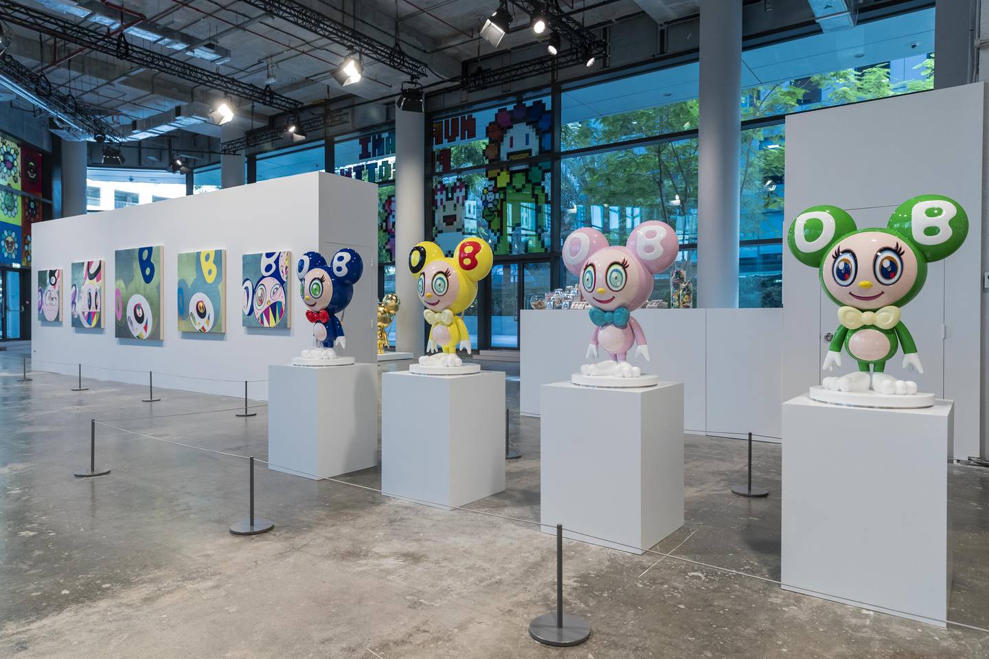 Takashi Murakami says the character Mr DOB began as a 'stupid Japanese pronunciation joke'. The character's left ear forms a D, face an O and right ear a B. Photo: Antonie Robertson / The National; 2022 TM/KK Co, Ltd; all rights reserved