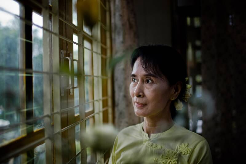1991. Myanmar democracy figurehead Aung San Suu Kyi became a Peace Prize laureate 'for her non-violent struggle for democracy and human rights'. Getty Images