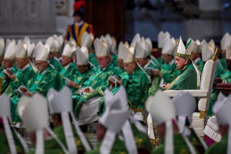 Pope Francis leads mass with the new cardinals in August 2022 at Vatican City. Getty Images