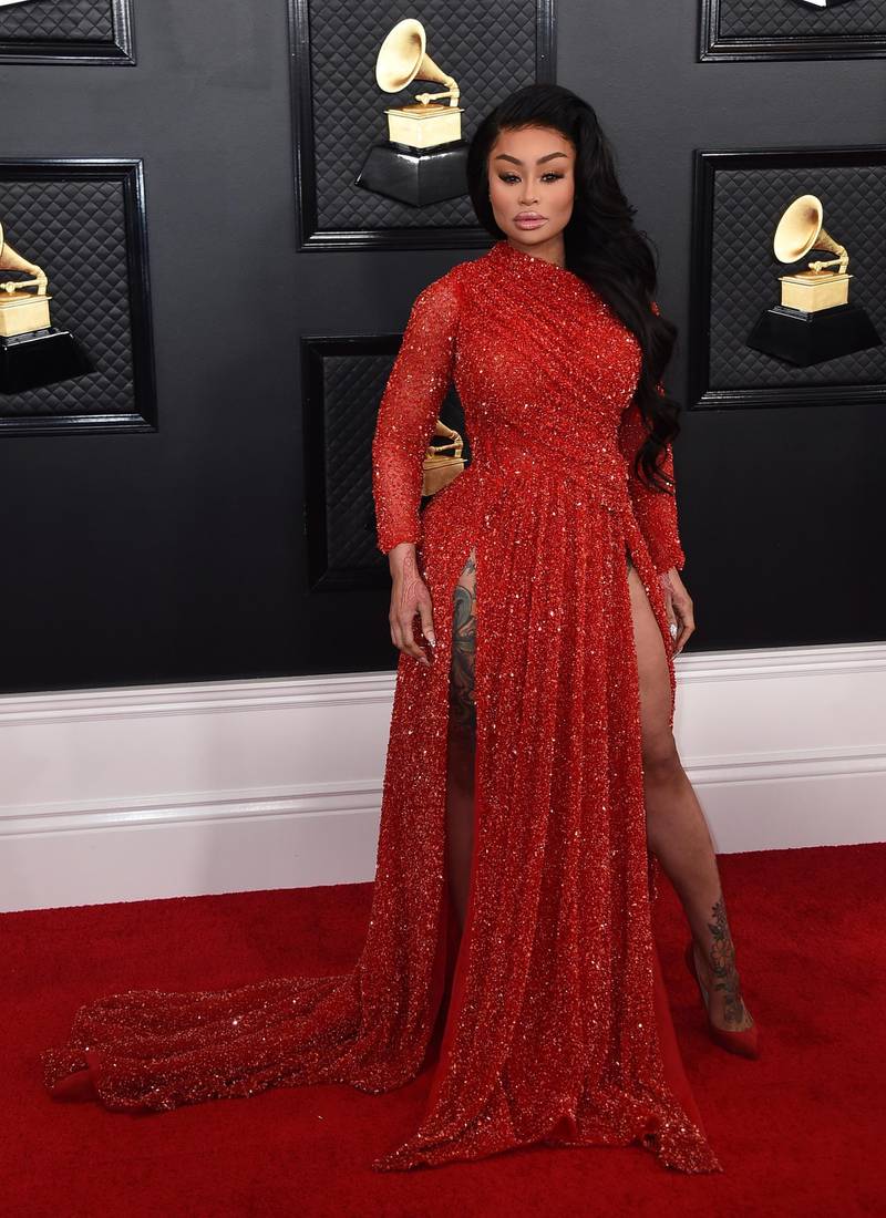 Blac Chyna arrives at the 62nd annual Grammy Awards at the Staples Center on Sunday, Jan. 26, 2020, in Los Angeles. AP
