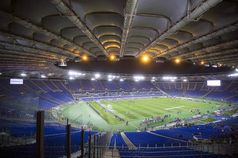 epa08300485 (FILE) - General view of the Stadio Olimpico prior to the Italian Serie A soccer match between SS Lazio and Hellas Verona in Rome, Italy, 11 February 2016 (re-issued on 17 March 2020). The UEFA EURO 2020 has been postponed to 2021 amid the coronavirus COVID-19 pandemic, the Norwegian Football Association (NFF) announced on 17 March 2020.  EPA/CLAUDIO PERI *** Local Caption *** 53943304