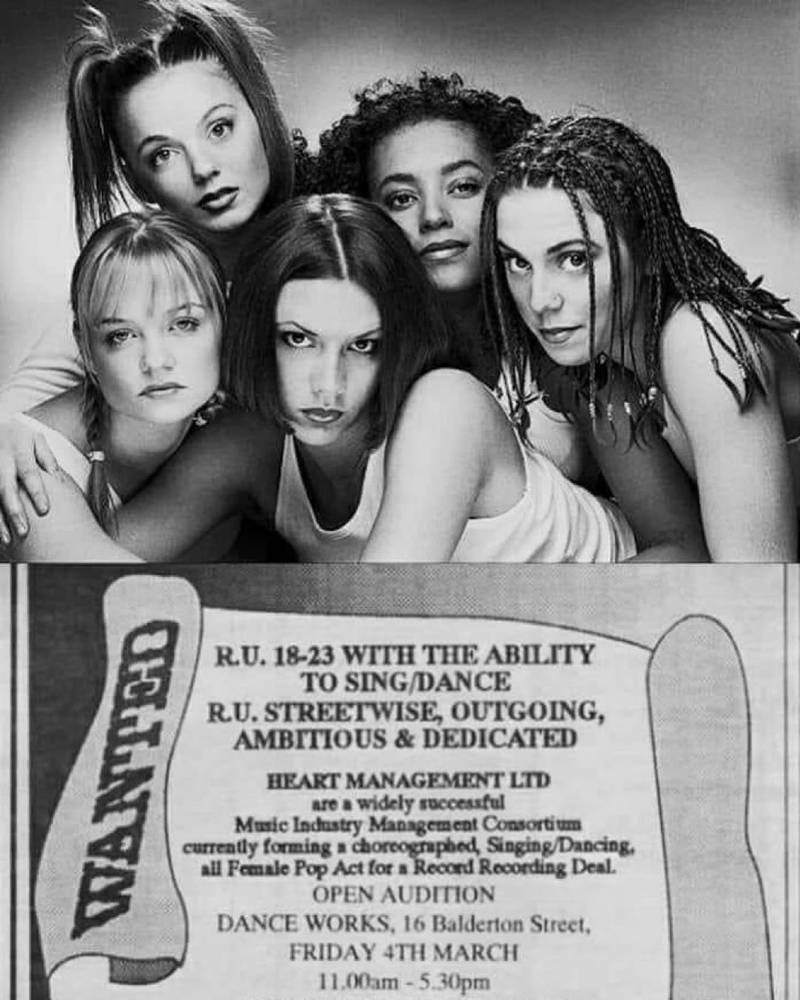 More than 400 women answered an advertisement to form the group which went on to become The Spice Girls. The group later parted ways with Heart Management and signed with Richard Branson's Virgin label. Instagram
