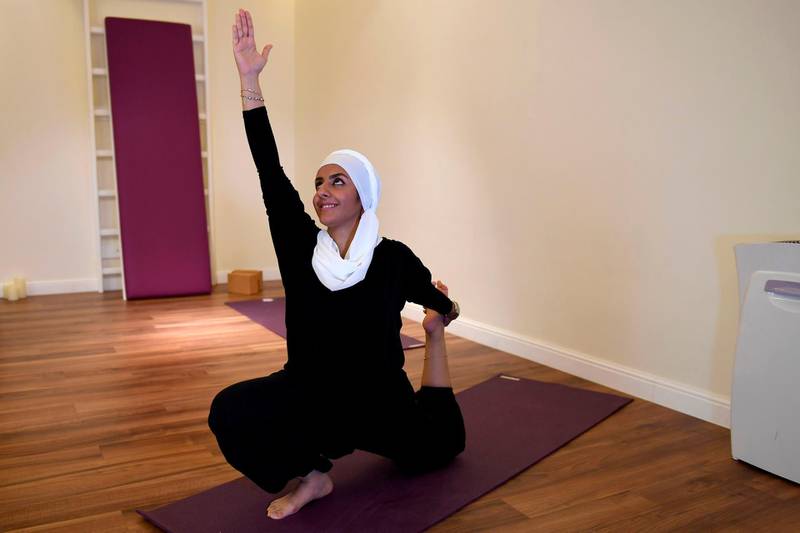 A Saudi woman practices yoga at a studio in the western Saudi Arabian city of Jeddah on September 7, 2018. Photo / AFP
