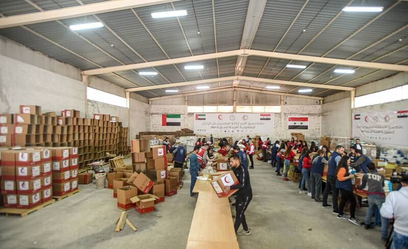 The UAE's Bridges of Giving campaign is launched in Latakia, Syria, in support of earthquake victims as part of Operation Gallant Knight 2