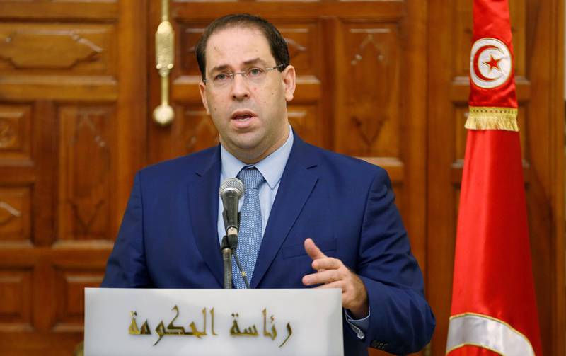 FILE PHOTO: Tunisia's Prime Minister Youssef Chahed attends a news conference in Tunis, Tunisia, October 26, 2018. REUTERS/Zoubeir Souissi/File Photo