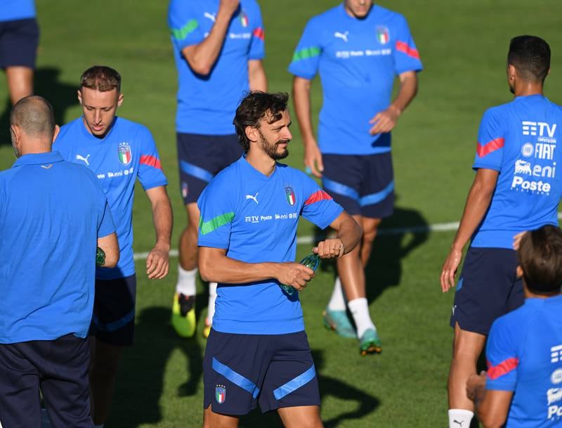 Manolo Gabbiadini during training in Florence. Getty