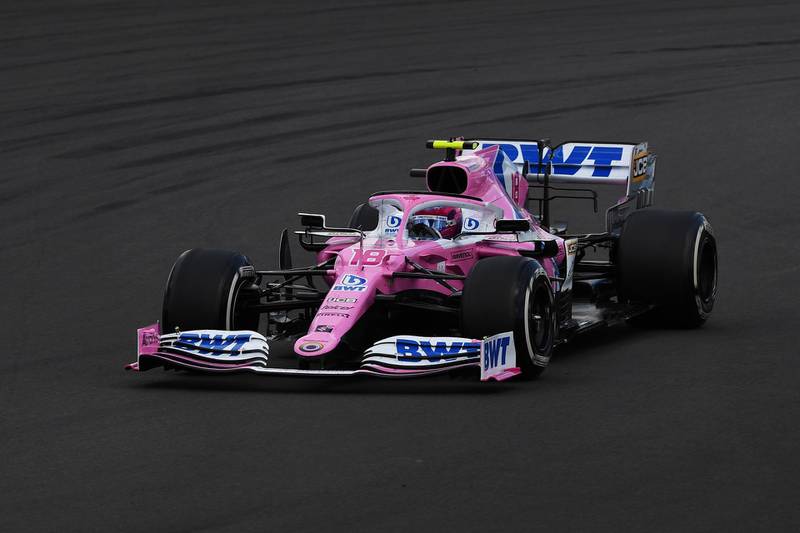 Racing Point's Lance Stroll at Silverstone on Sunday. Getty