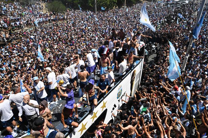 Argentina's players celebrate. AFP