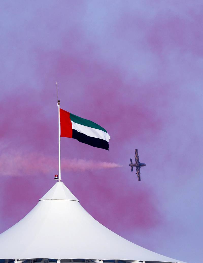 Abu Dhabi, United Arab Emirates, November 30, 2019.  Formula 1 Etihad Airways Abu Dhabi Grand Prix.--  Al Fursan Aerobatics display.Victor Besa / The NationalSection:  SPReporter:  Simon Wilgress-Pipe