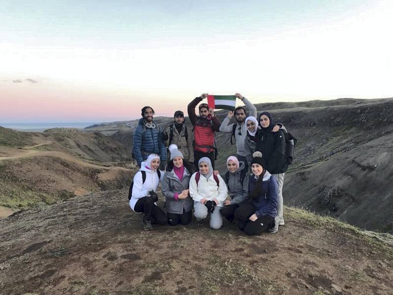 A group of 11 Emirati students travel to Iceland to learn about clean and sustainable energy. Courtesy Aysha AlRumaithi