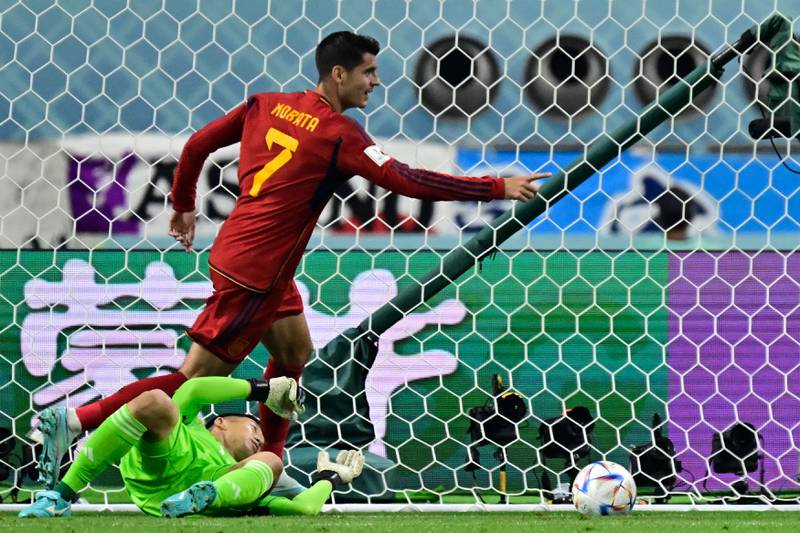 Spain forward Alvaro Morata after scoring. AFP