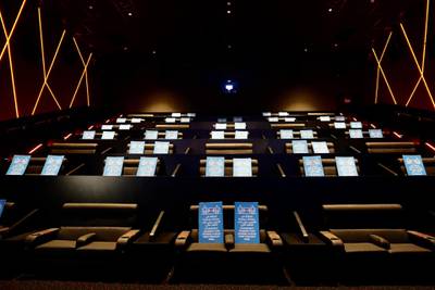 SHARJAH, UNITED ARAB EMIRATES , March 15, 2021 – Inside view of the family Cinema at the newly opened Al Zahia City Centre in Sharjah. (Pawan Singh / The National) For LifeStyle/Online/Instagram. Story by Janice Rodrigues