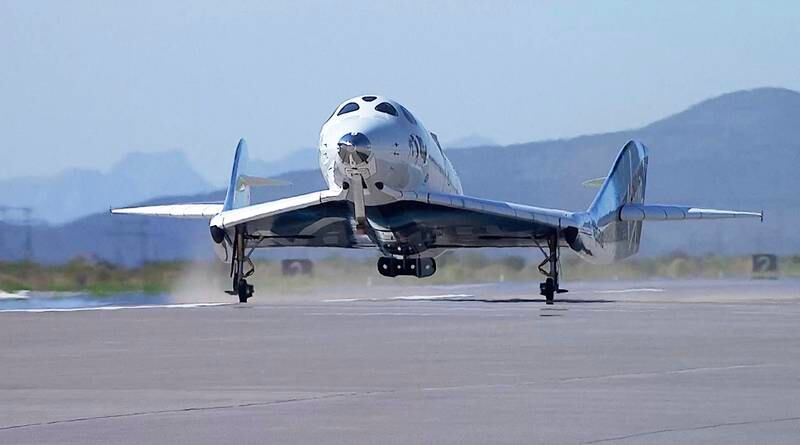 Virgin Galactic's spacecraft lands on a runway like a normal plane. EPA