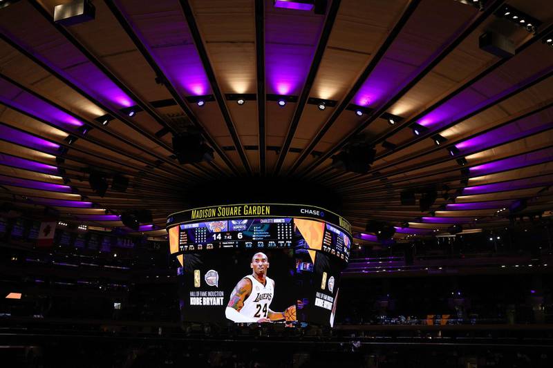 The New York Knicks honour the late Kobe Bryant as he is inducted into the NBA Hall of Fame. AFP