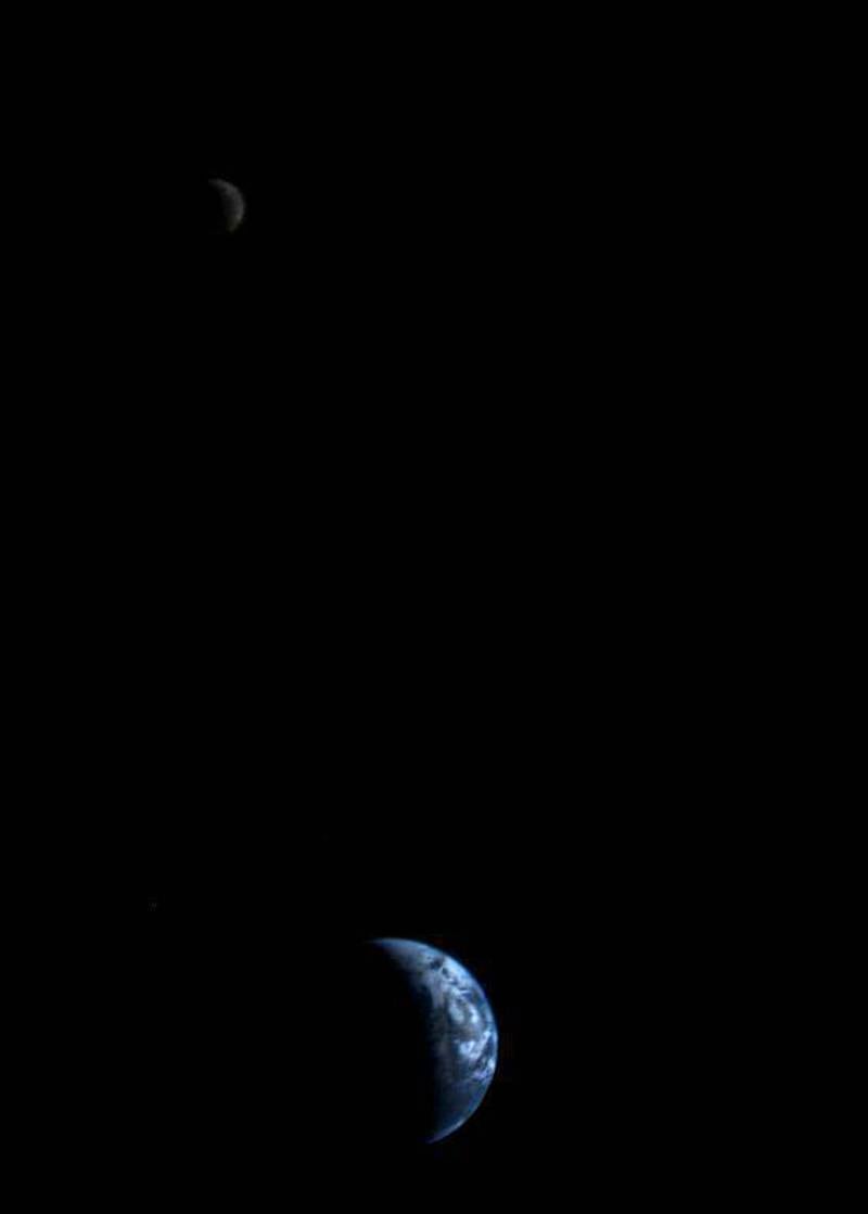 This picture of a crescent-shaped Earth and Moon was taken on September 18, 1977, by Nasa's Voyager 1 spacecraft when it was 11.66 million kilometres from Earth.