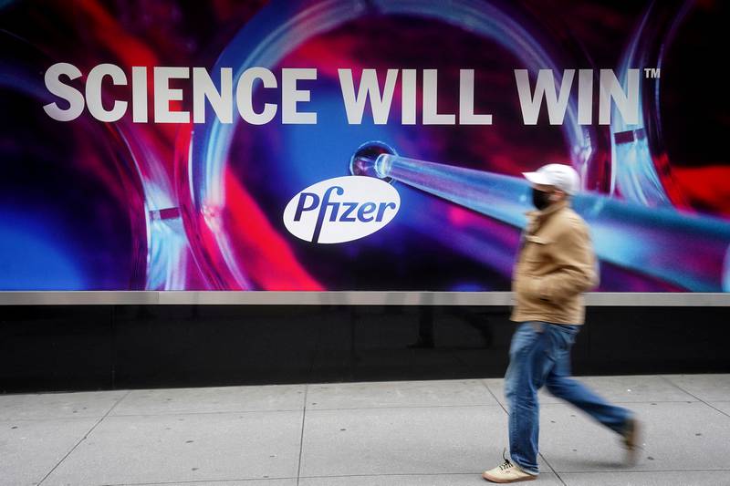 Pfizer's headquarters in New York. The company's fourth quarter revenue was up nearly 2 per cent yearly. Reuters