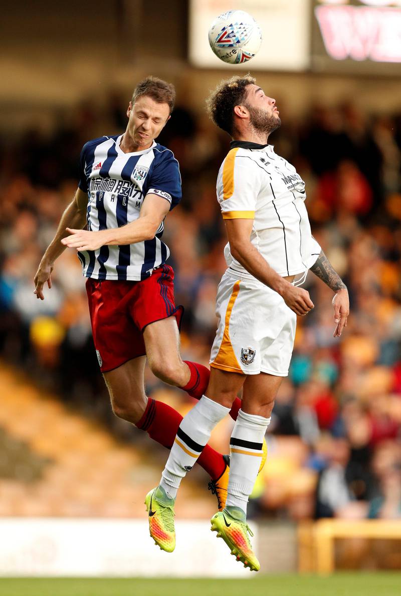 Soccer Football - Port Vale vs West Bromwich Albion - Pre Season Friendly - Stoke-on-Trent, Britain - August 1, 2017   West Brom's Jonny Evans in action with Port Vale's Anton Forrester   Action Images via Reuters/John Sibley