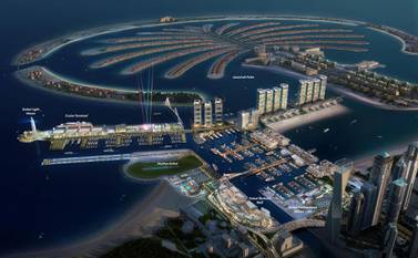 A rendering of Dubai Harbour, which will sit between the Palm Jumeirah and Jumeirah Beach Residences. Photo WAM