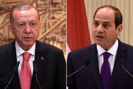 Turkish President Recep Tayyip Erdogan, left, and Egyptian counterpart Abdel Fattah El Sisi are expected to meet in Cairo. Reuters