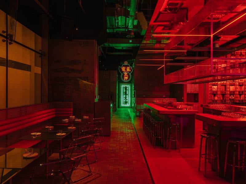 The interior has the vibe of a dystopian speakeasy bar. Photo: Electric Pawn Shop