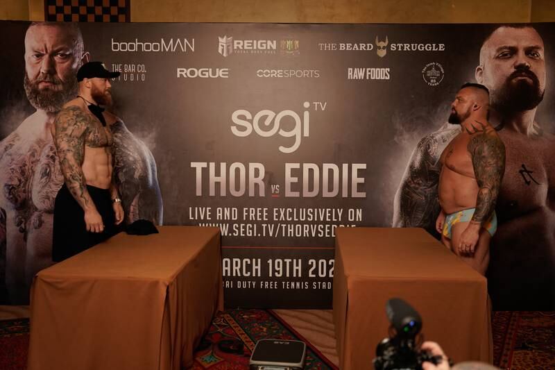 Long-awaited fight between Hafthor 'Thor' Bjornsson and Eddie Hall, known as 'The Beast', will take place on March 19 at Dubai Duty Free Tennis Stadium. Ben Looi