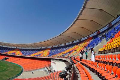 An interior view of the Sardar Patel Stadium in Motera, on the outskirts of Ahmedabad. AFP