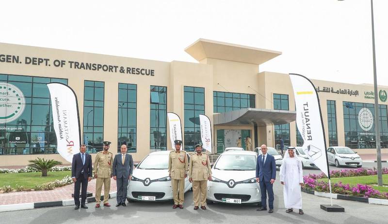 Dubai Police officers set to take to the road in a new fleet of Renault Zoe cars.