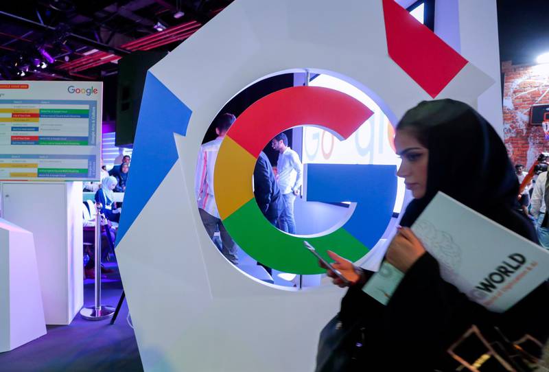 Dubai, April 30, 2019.  Ai Everything show at the Dubai World Trade Centre.--  The GOOGLE lecture area was very popular with the Ai visitors.Victor Besa/The NationalSection:  NAReporter:  P. Ryan and A. Sharma