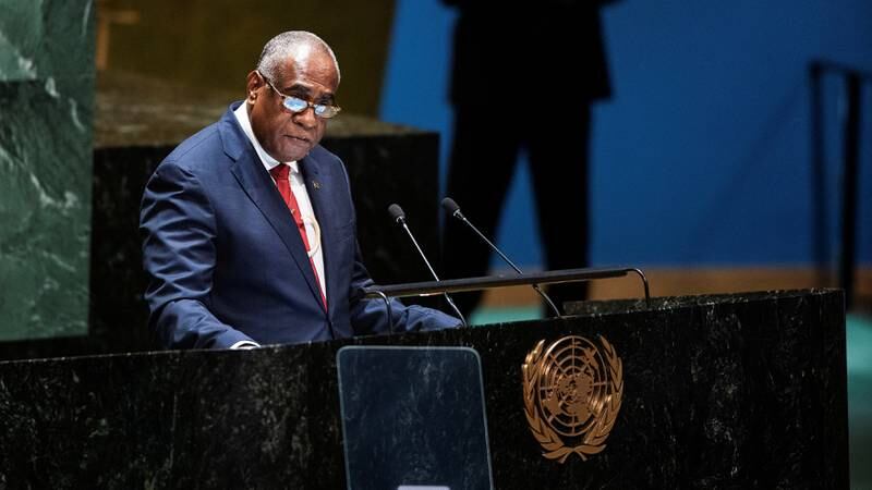 Vanuatu Prime Minister Ishmael Kalsakau addresses UN delegates on Wednesday. Reuters