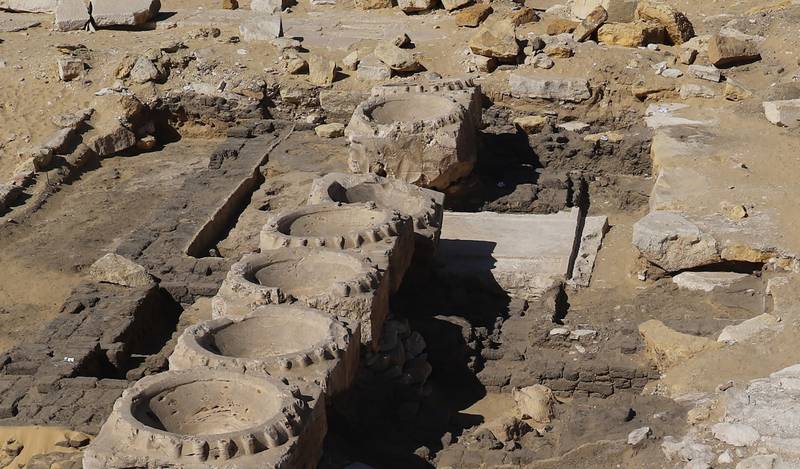 The sun temple of King Nyuserre              in Giza's Abu Ghorab necropolis. The temple was unearthed in              the early 1900s by a German archaeological mission. Photo:              Supreme Council of Antiquities