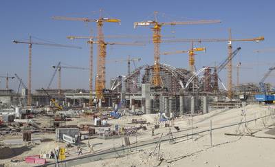 The new Midfield Terminal under construction in 2015. Mona Al Marzooqi / The National
