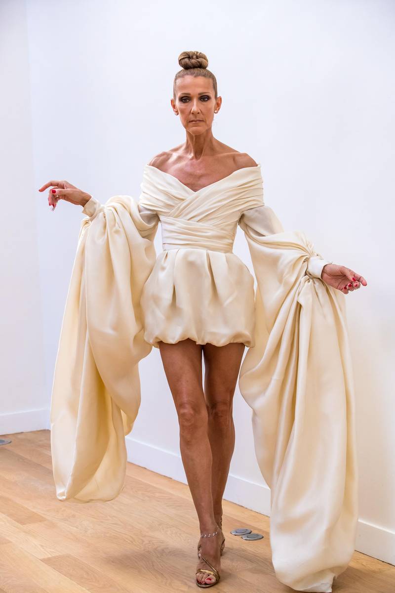Celine Dion, in Alexandre Vauthier, attends the Alexandre Vauthier show on July 2, 2019. EPA